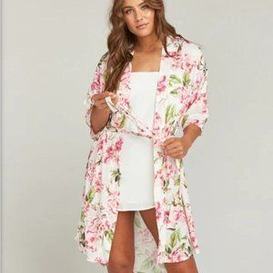 Show Me Your Mumu Brie Garden of Flowers Short Robe OS Floral Kimono Belt